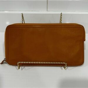 Levenger Full Grain Leather 3/4 Zip Around Wallet - Saddle/Tan/Cognac color
